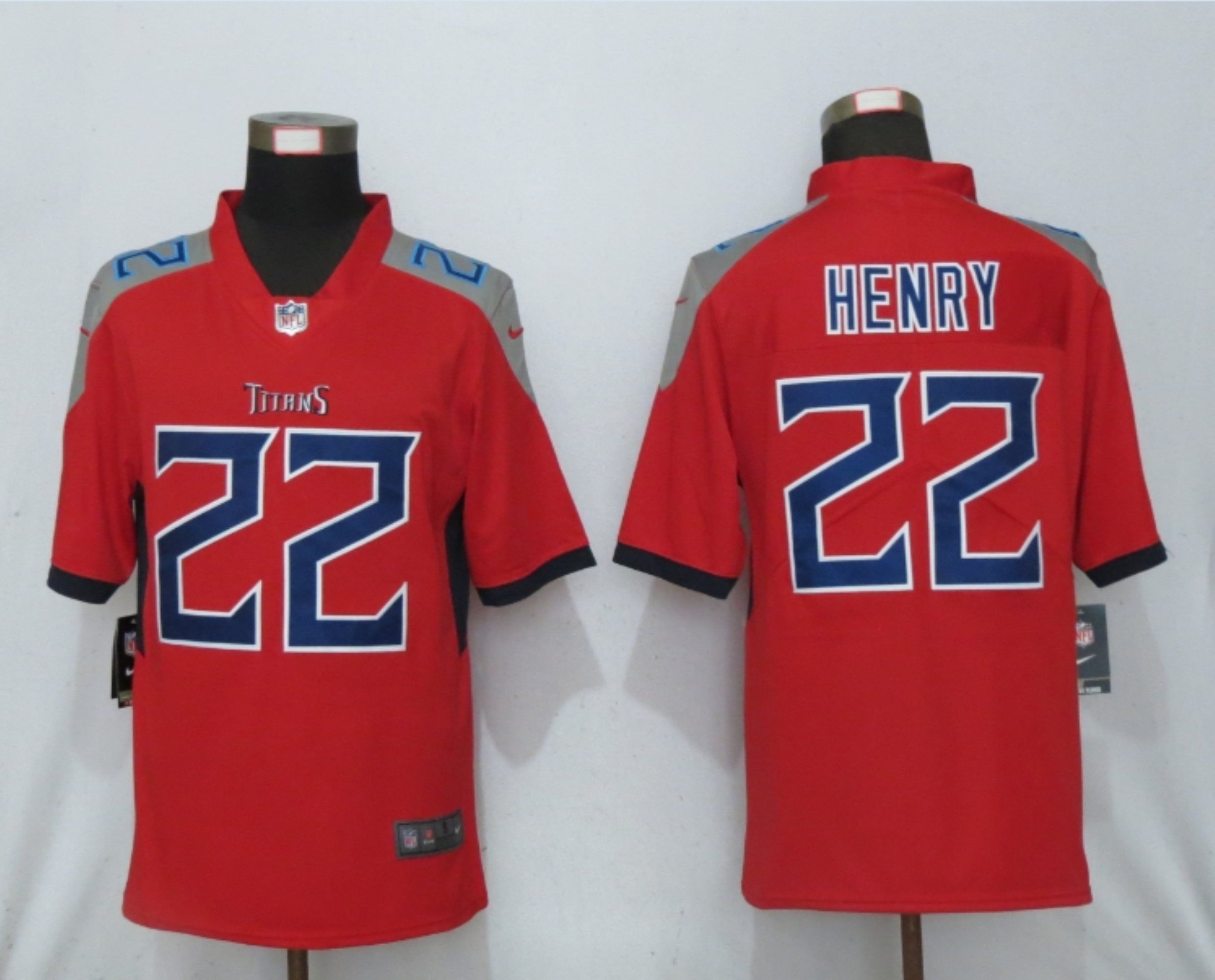 Men Tennessee Titans #22 Henry Light Red 2020 Vapor Untouchable Limited Player Nike NFL Jersey